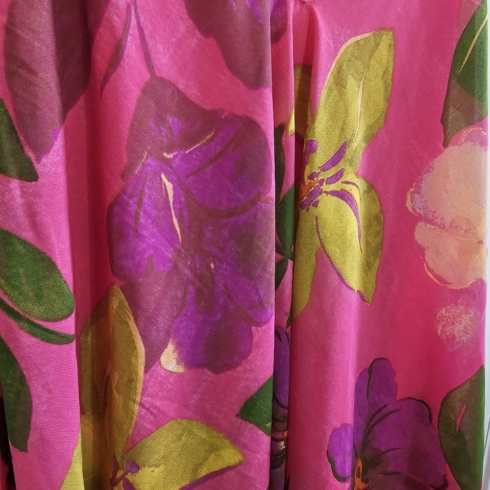 Hawaiian pink floral flowy strappy midi dress nwot 1X - Picture 8 of 10